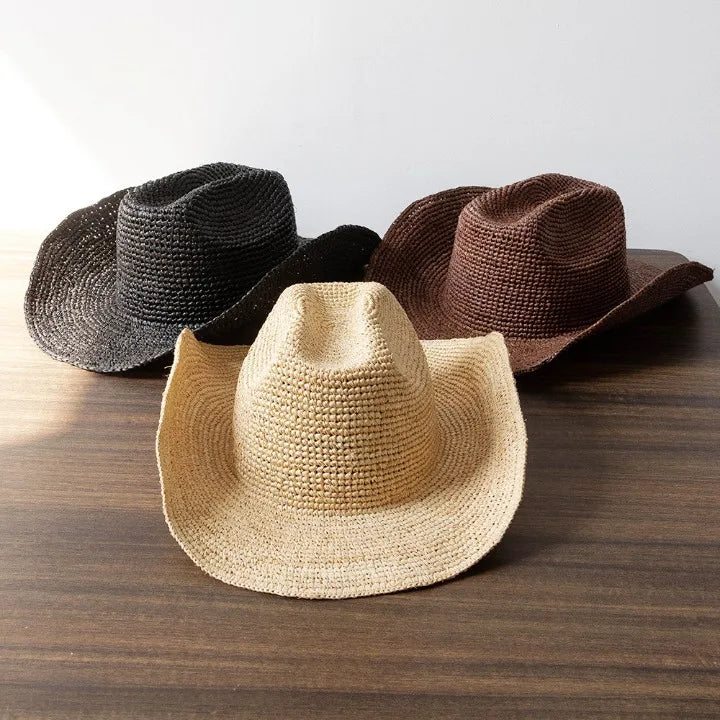 Raffia Cowboy-hatt med Bred Brem