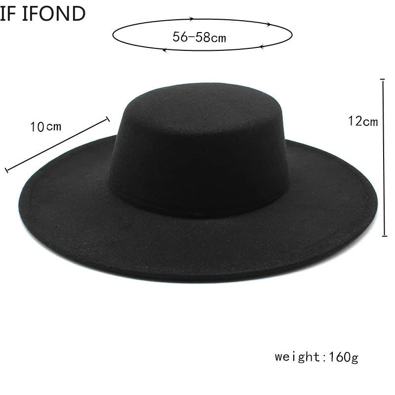 Ull Fedora Filthatt med Bred Brem