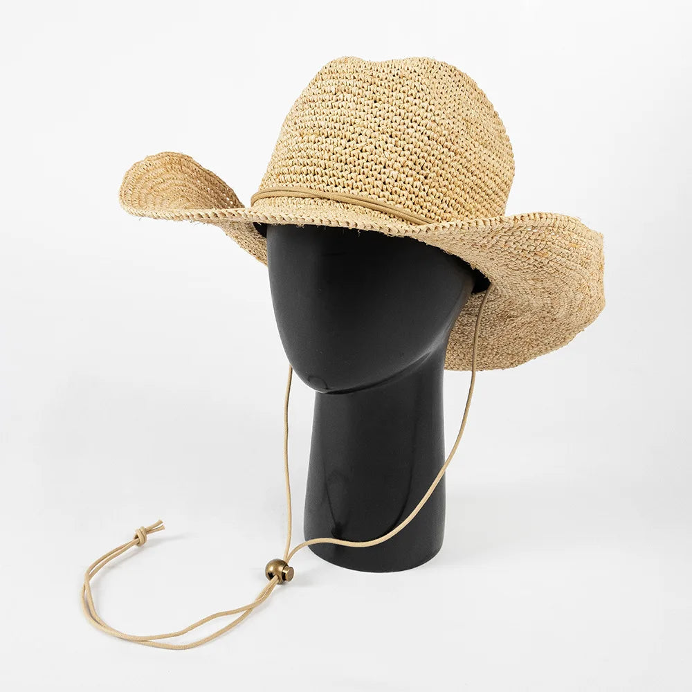 Raffia Cowboy-hatt med Bred Brem