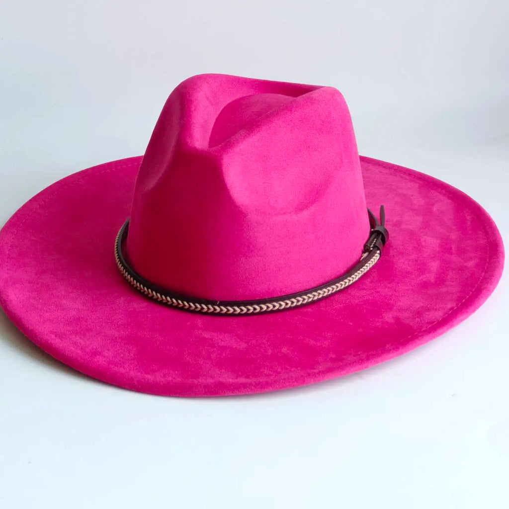Semsket Fedora Filthatt med Bred Brem
