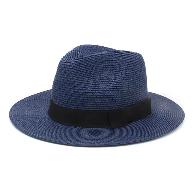 Strå Fedora Filthatt med Bred Brem