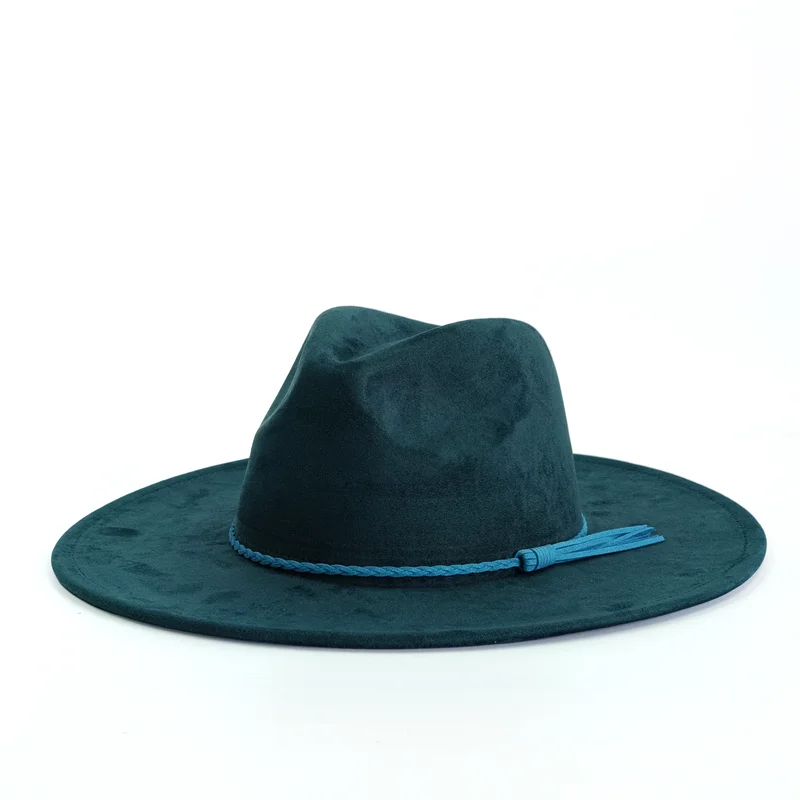 Semsket Fedora Filthatt med Bred Brem