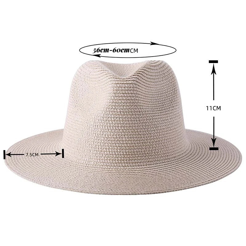 Strå Fedora Filthatt med Bred Brem