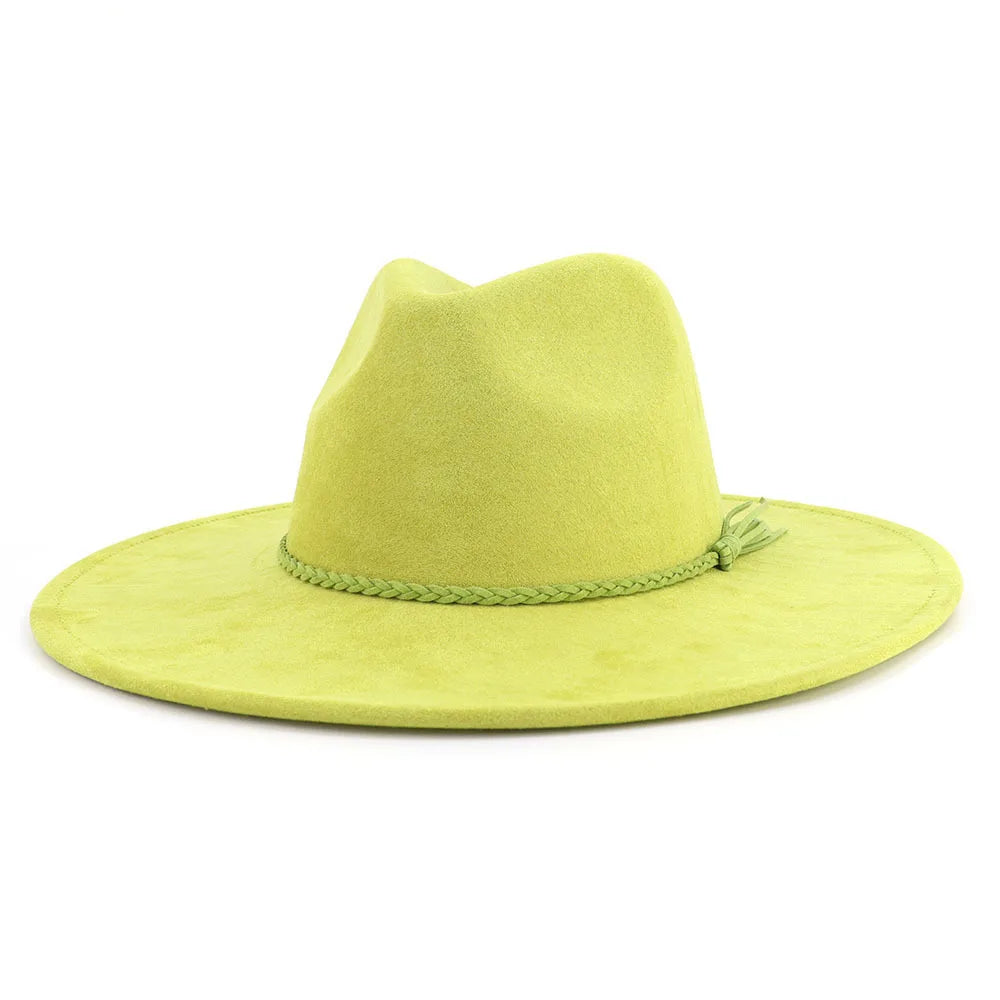 Semsket Fedora Filthatt med Bred Brem