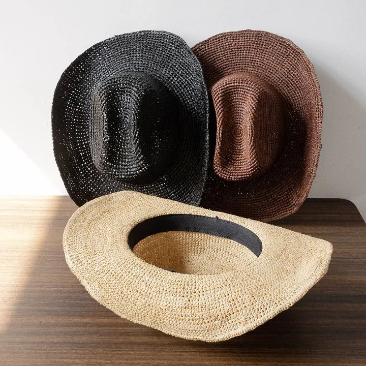 Raffia Cowboy-hatt med Bred Brem