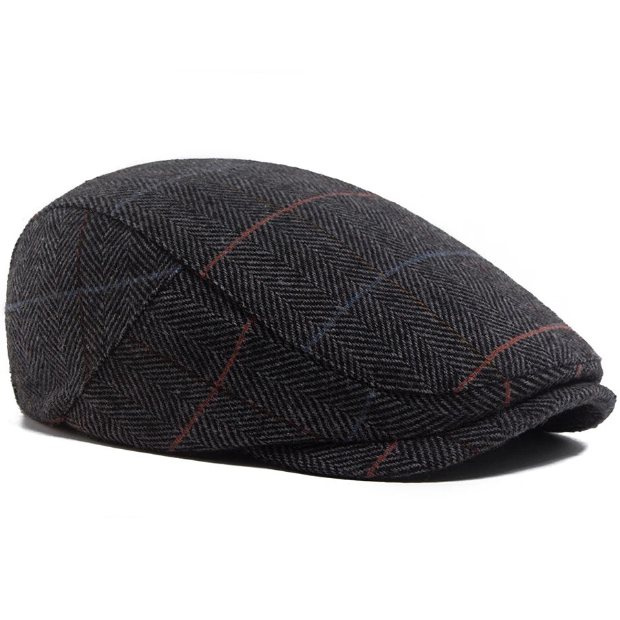 Fiskebeinsmønstret Ull Newsboy Flatcap