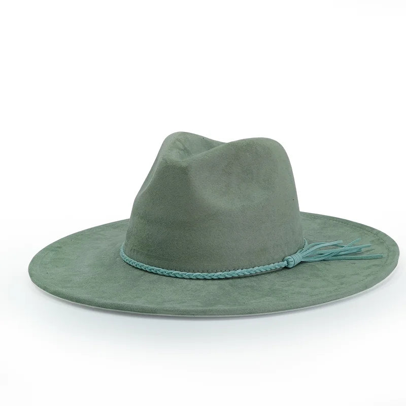 Semsket Fedora Filthatt med Bred Brem