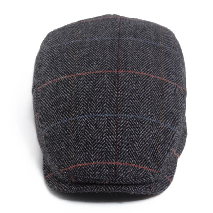 Fiskebeinsmønstret Ull Newsboy Flatcap