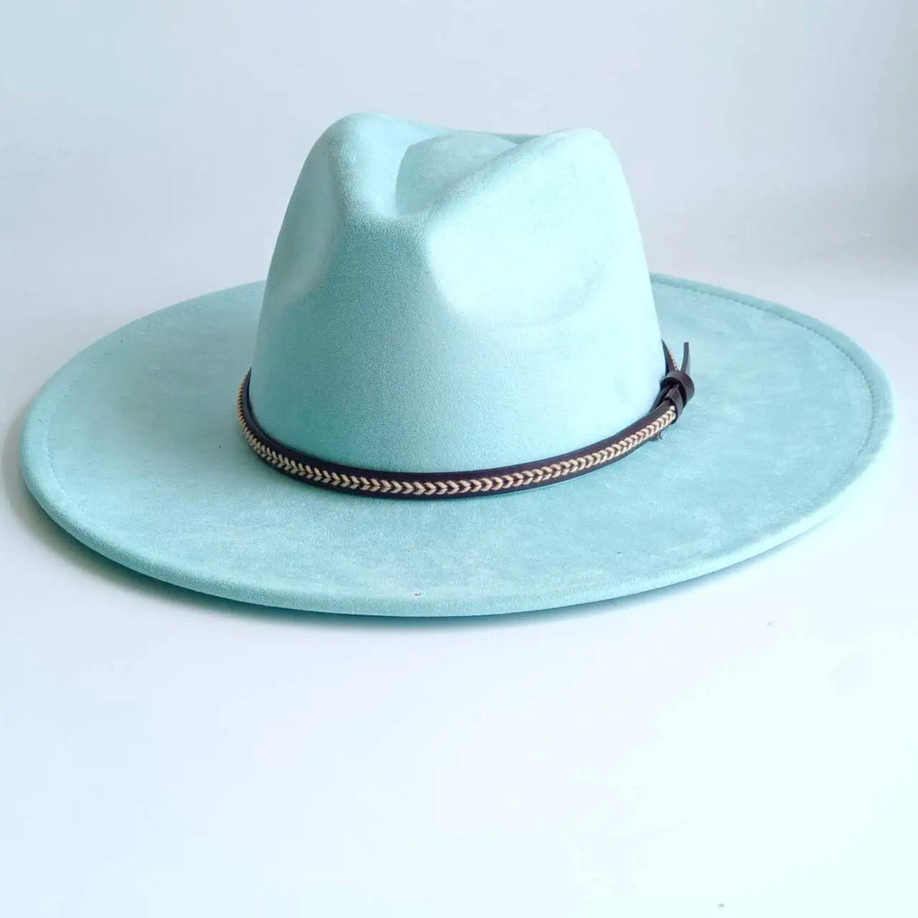 Semsket Fedora Filthatt med Bred Brem