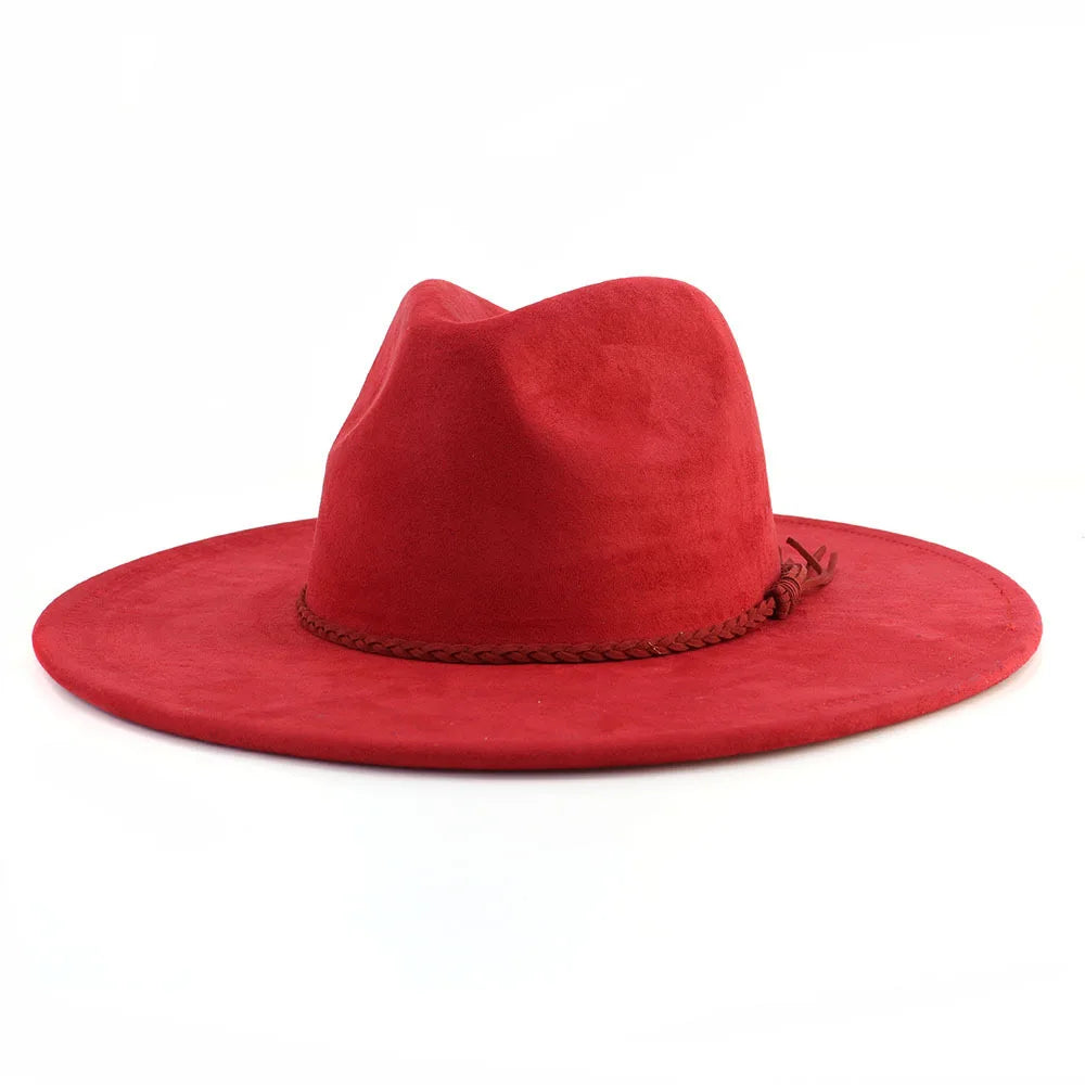 Semsket Fedora Filthatt med Bred Brem