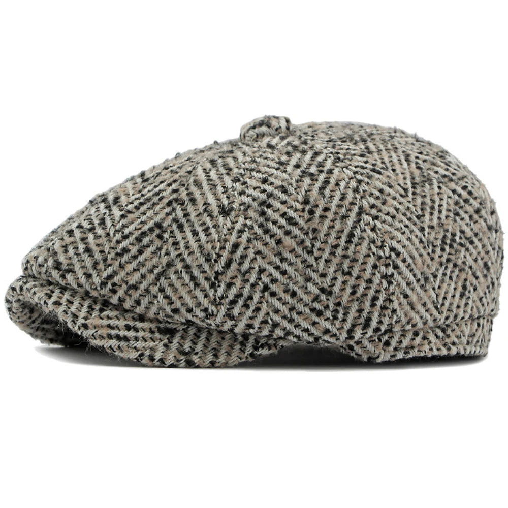 Stripete Ull Newsboy Flatcap