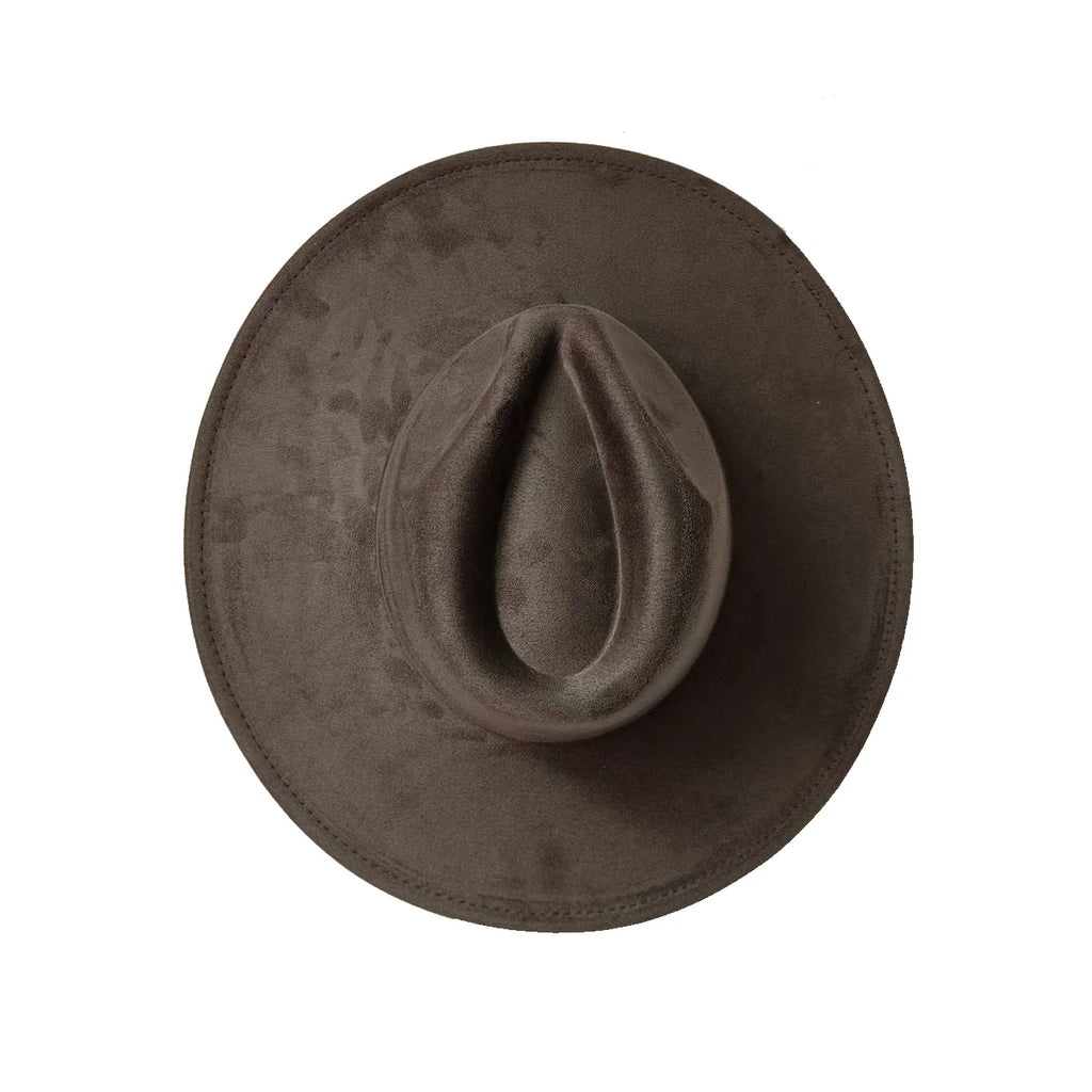 Semsket Fedora Filthatt med Bred Brem