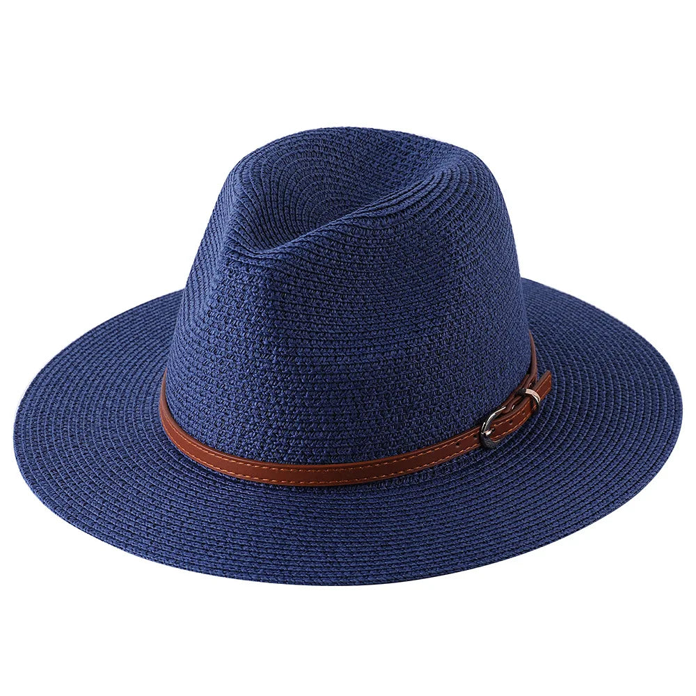 Strå Fedora Filthatt med Bred Brem