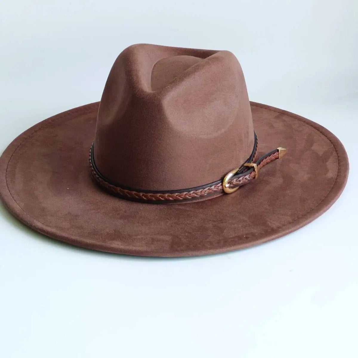 Semsket Fedora Filthatt med Bred Brem