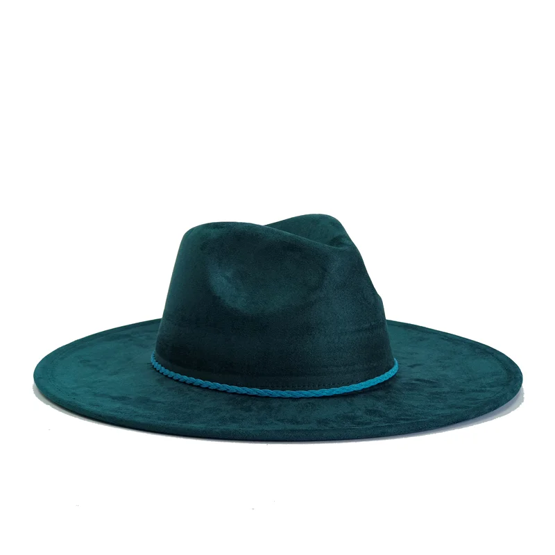 Semsket Fedora Filthatt med Bred Brem