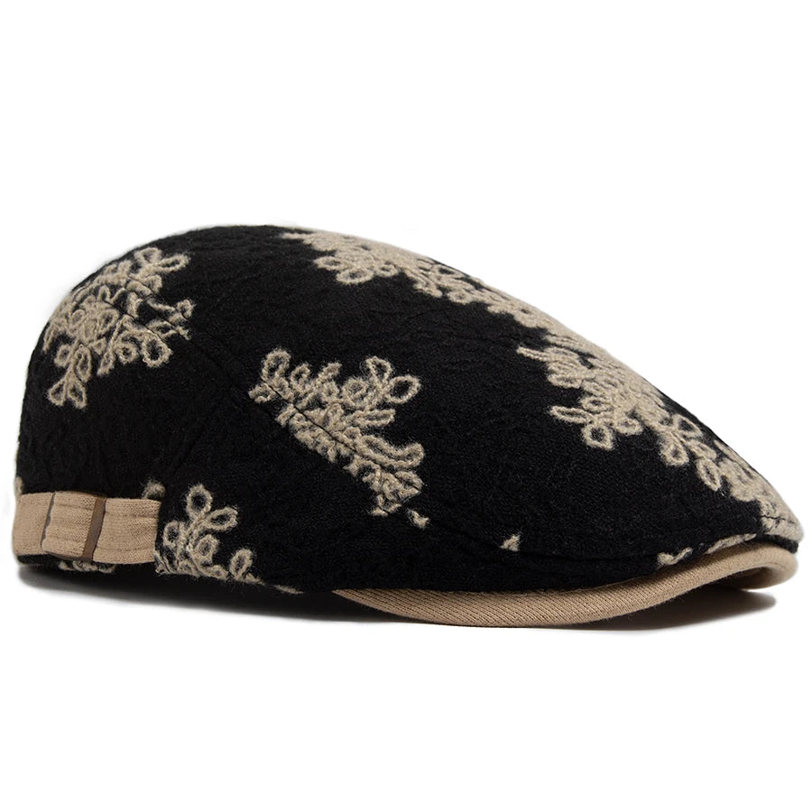 Mønstret Bomull Newsboy Flatcap