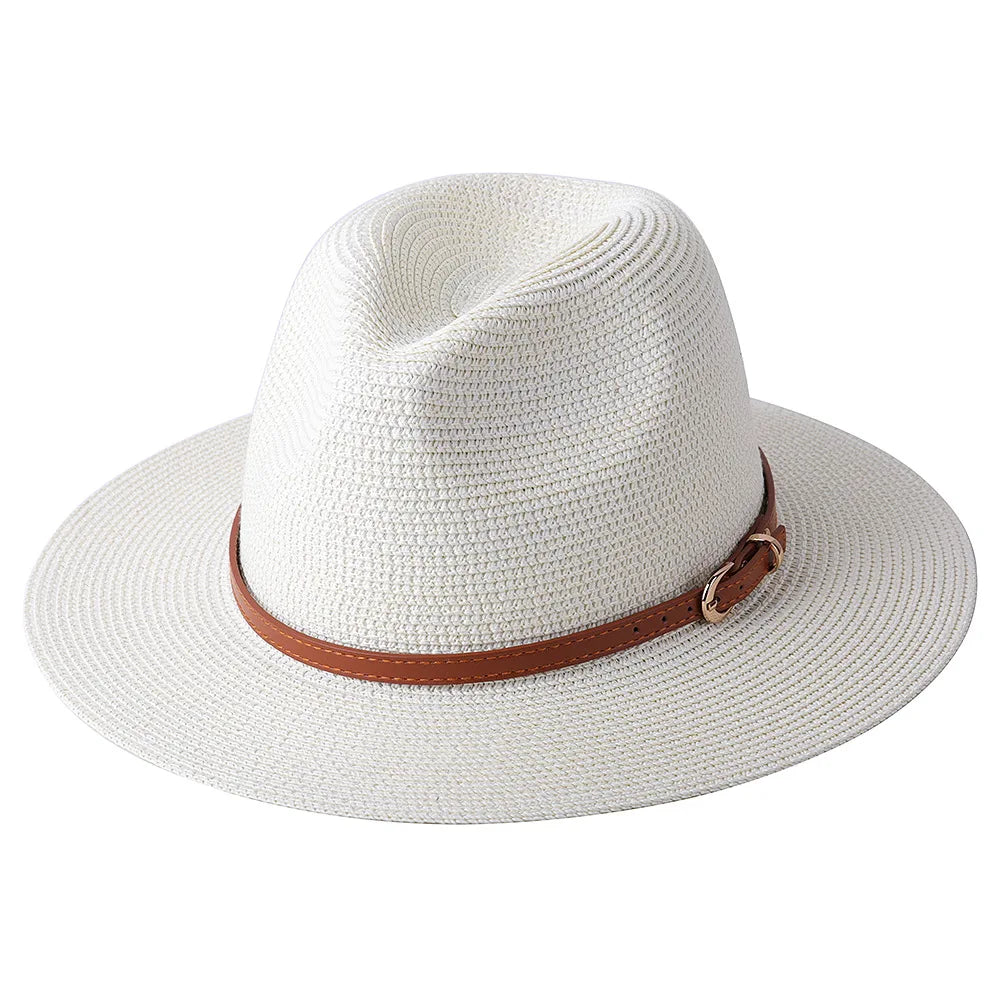 Strå Fedora Filthatt med Bred Brem