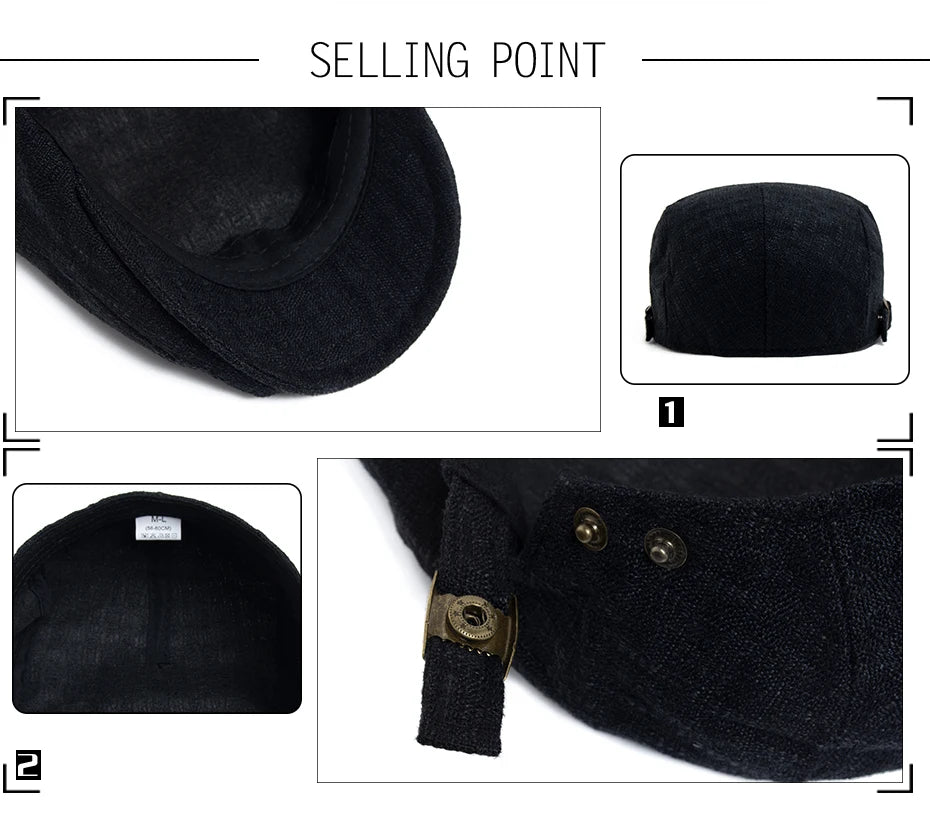 Klassisk Flatcap med Knappedetalj