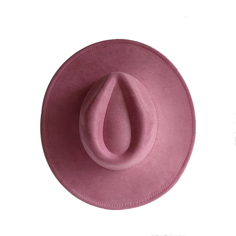 Semsket Fedora Filthatt med Bred Brem