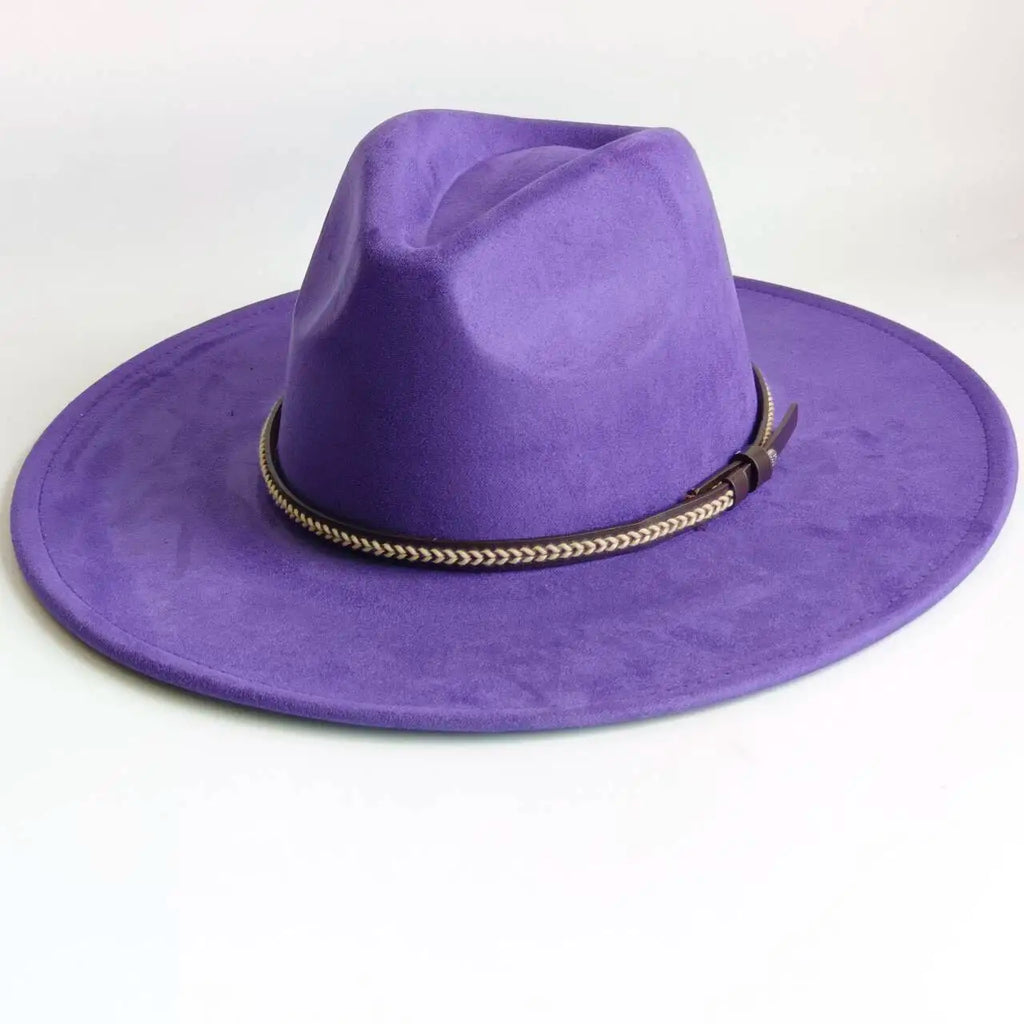 Semsket Fedora Filthatt med Bred Brem