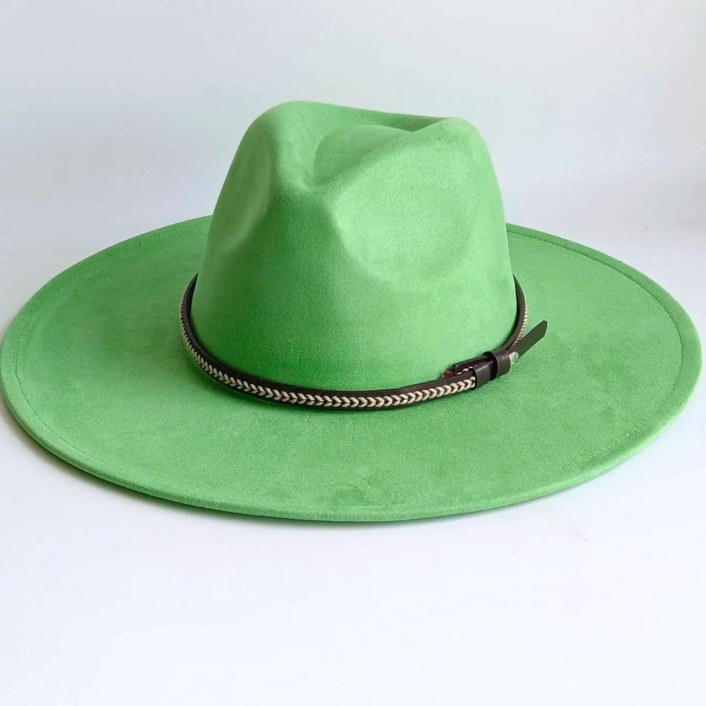 Semsket Fedora Filthatt med Bred Brem