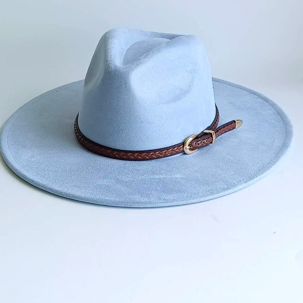 Semsket Fedora Filthatt med Bred Brem