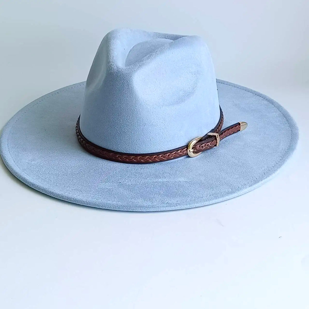 Semsket Fedora Filthatt med Bred Brem