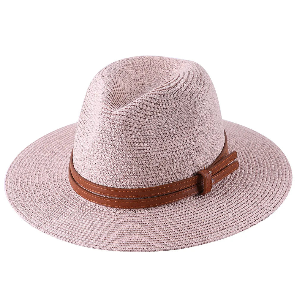 Strå Fedora Filthatt med Bred Brem