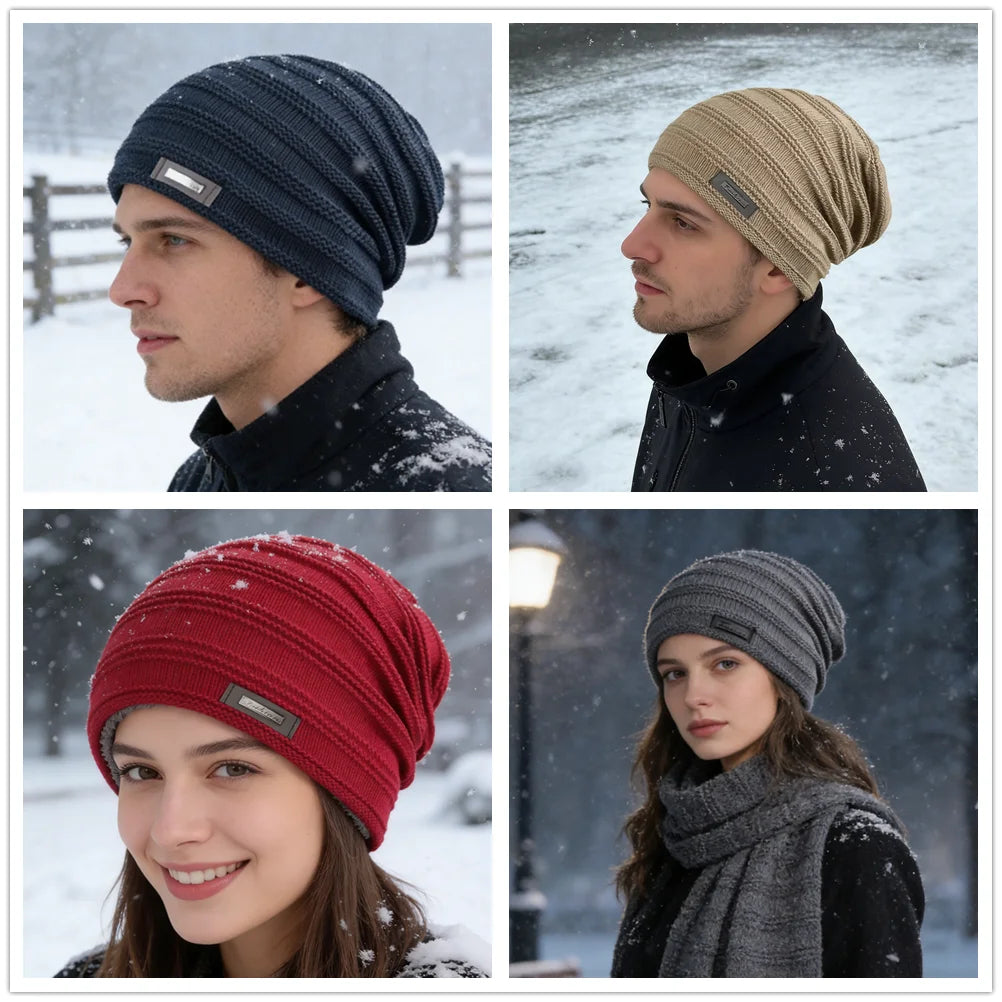 Pelsfôret Elastisk Vinterbeanie