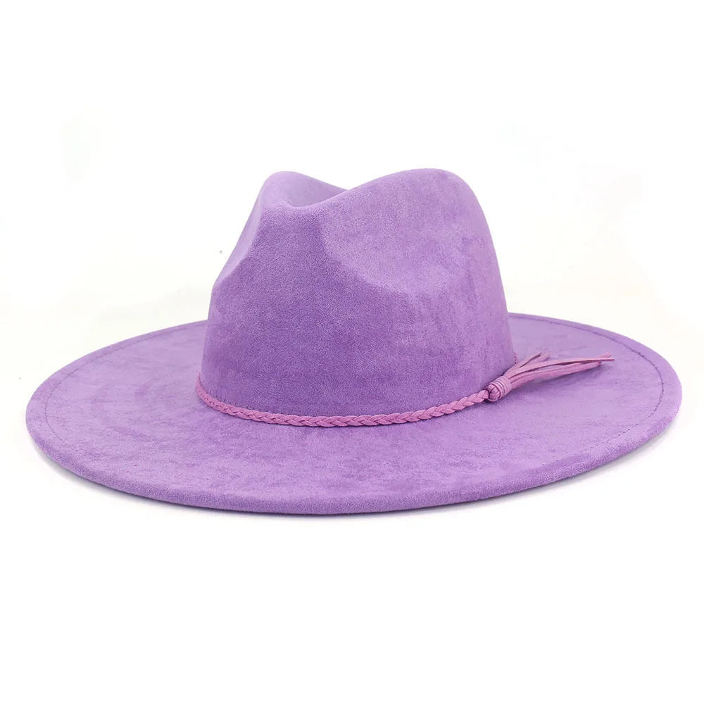 Semsket Fedora Filthatt med Bred Brem