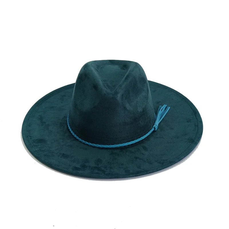 Semsket Fedora Filthatt med Bred Brem
