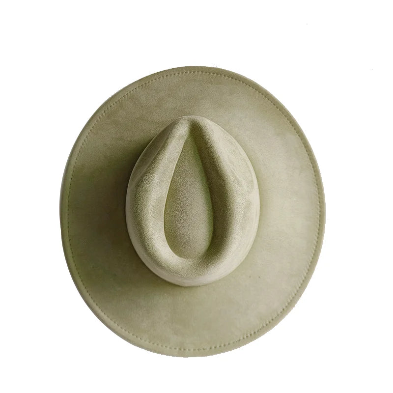 Semsket Fedora Filthatt med Bred Brem