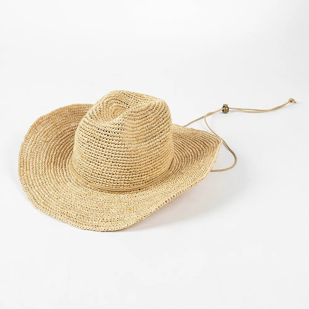 Raffia Cowboy-hatt med Bred Brem