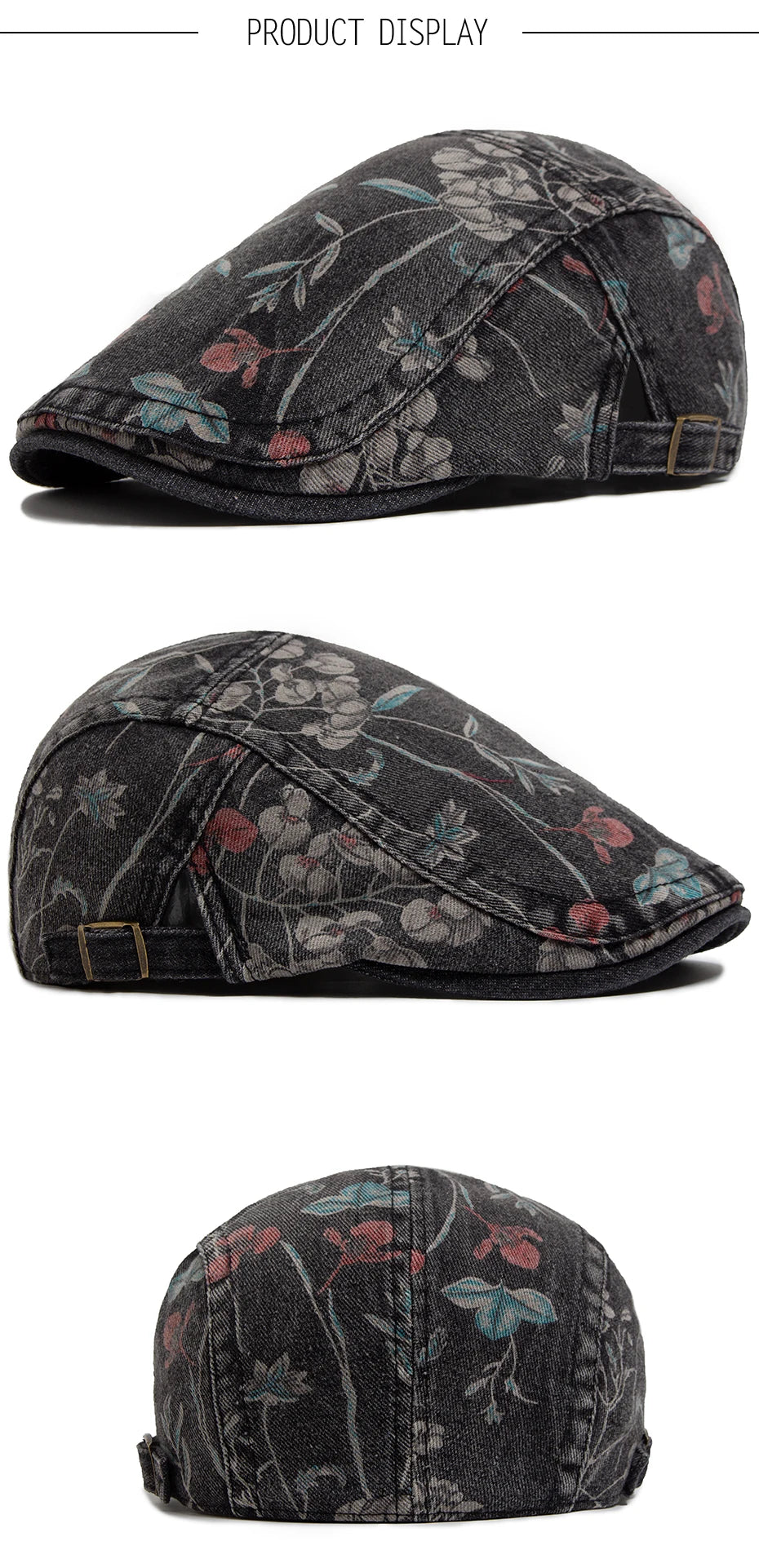 Mønstret Denim Newsboy Flatcap