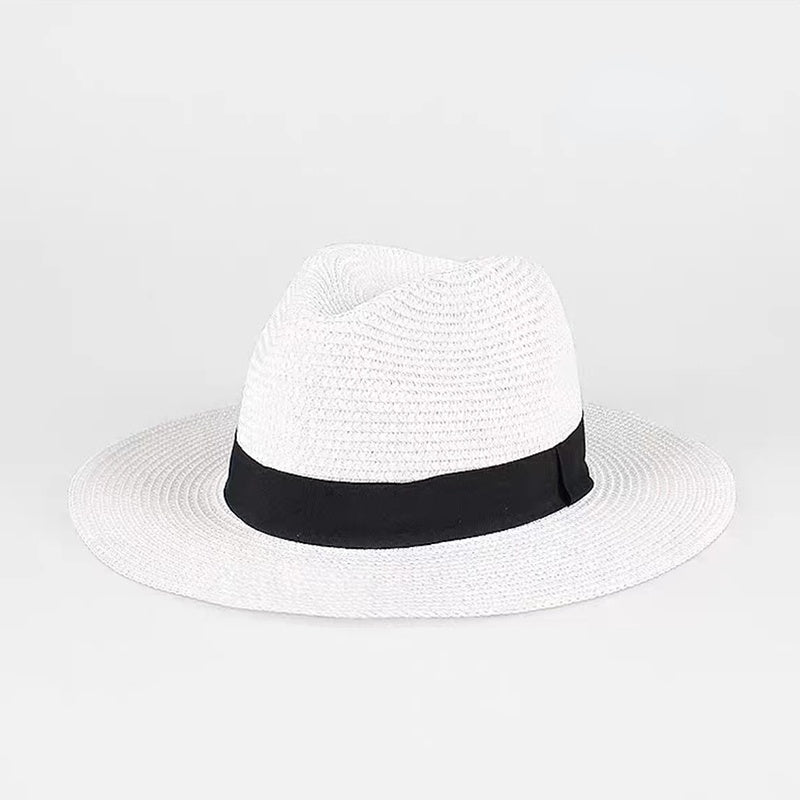 Strå Fedora Filthatt med Bred Brem