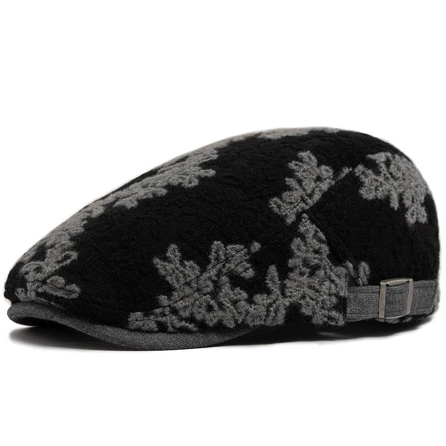 Mønstret Bomull Newsboy Flatcap