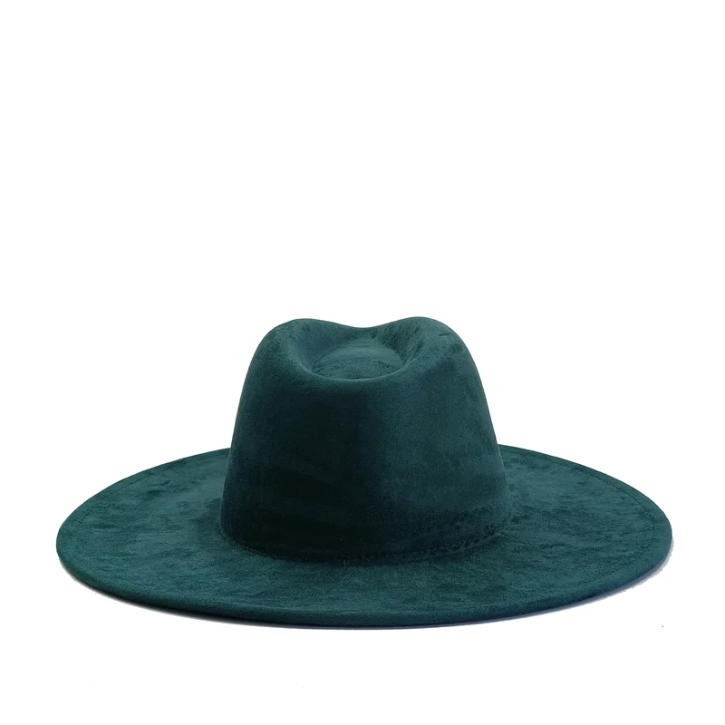 Semsket Fedora Filthatt med Bred Brem