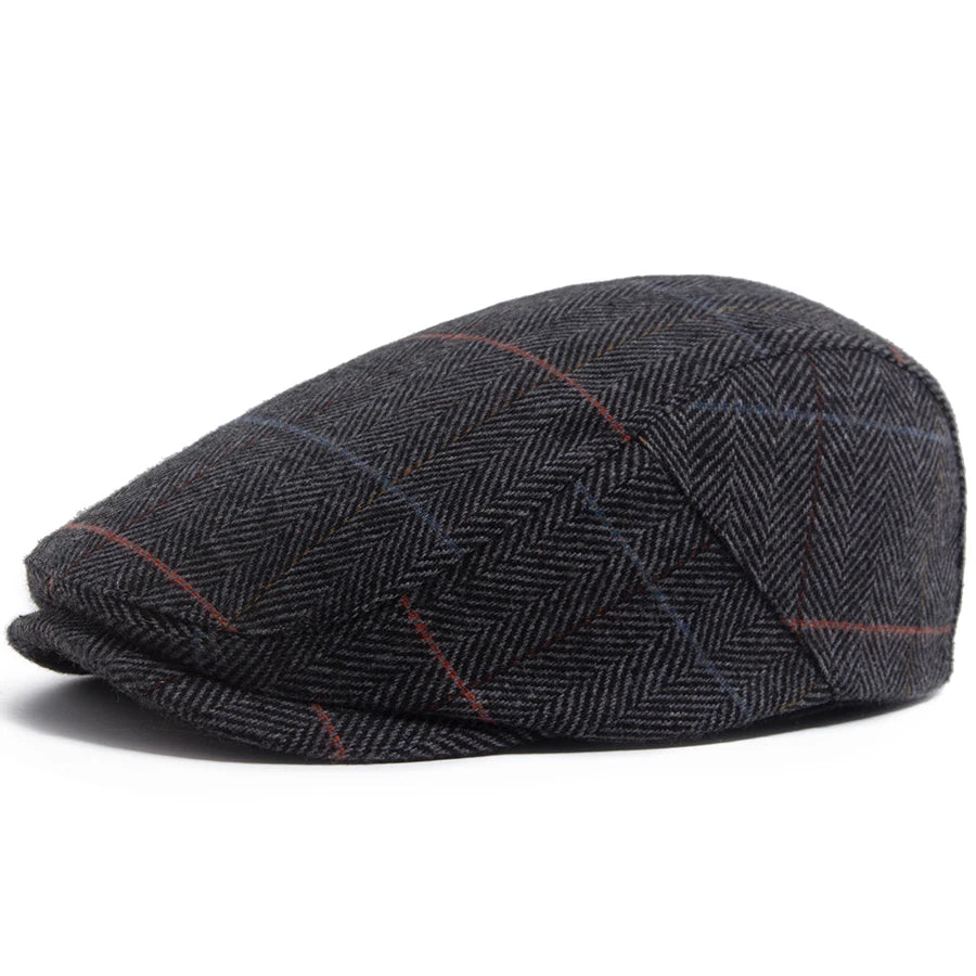 Fiskebeinsmønstret Ull Newsboy Flatcap