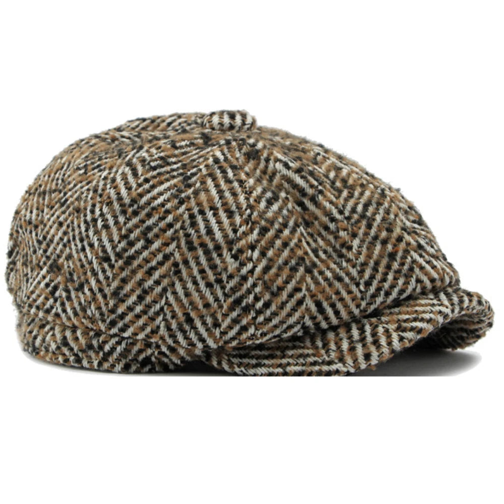 Stripete Ull Newsboy Flatcap