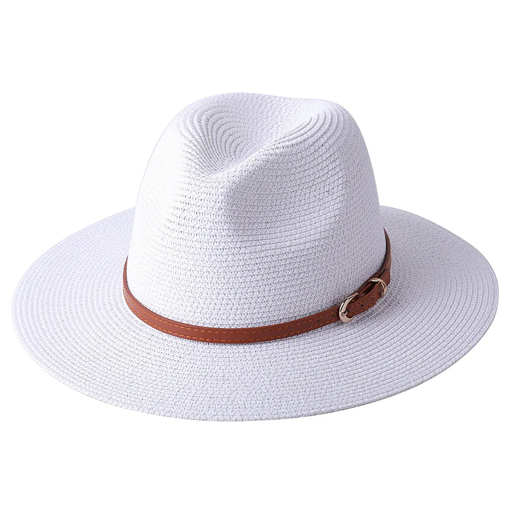 Strå Fedora Filthatt med Bred Brem