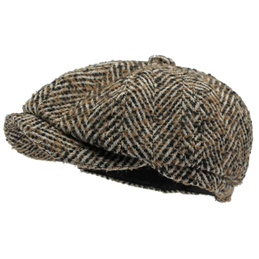 Stripete Ull Newsboy Flatcap