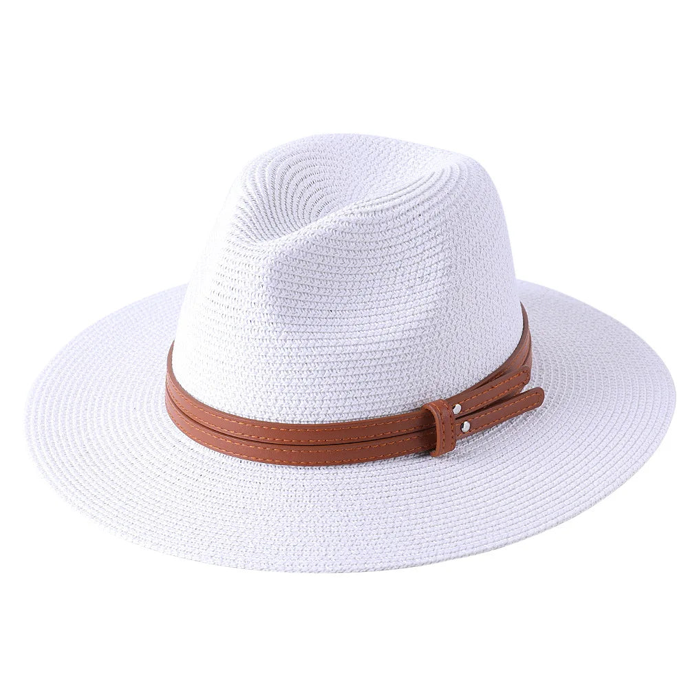 Strå Fedora Filthatt med Bred Brem