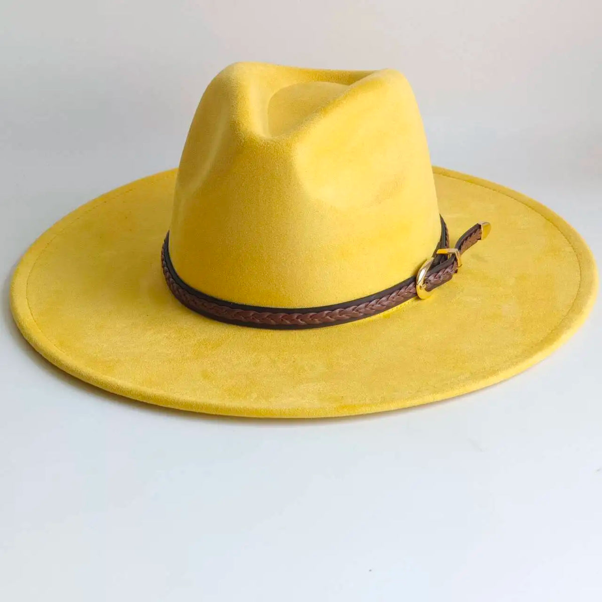 Semsket Fedora Filthatt med Bred Brem