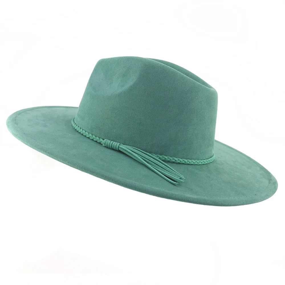 Semsket Fedora Filthatt med Bred Brem