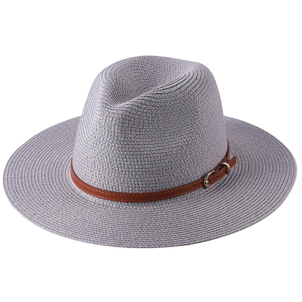 Strå Fedora Filthatt med Bred Brem