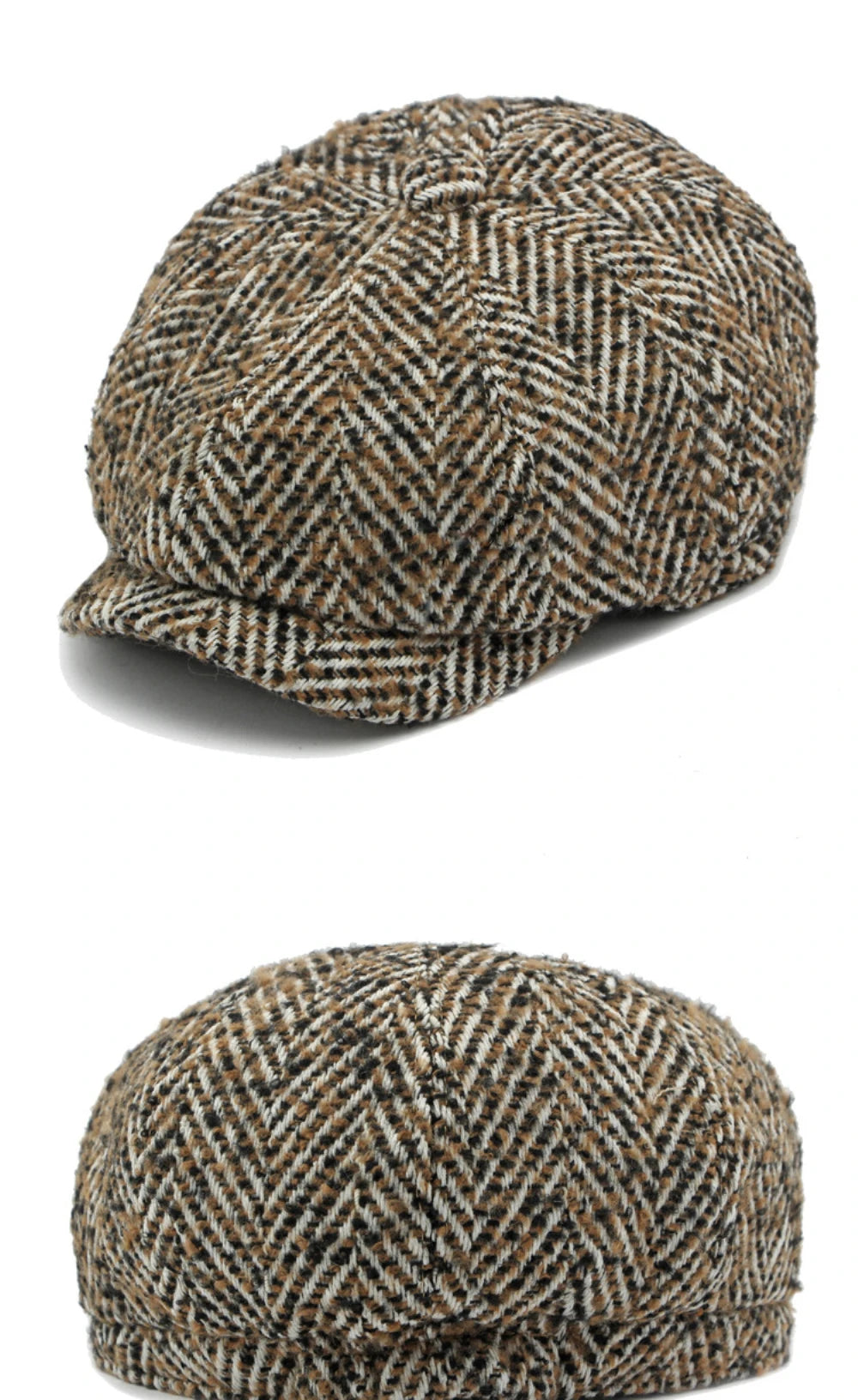 Stripete Ull Newsboy Flatcap