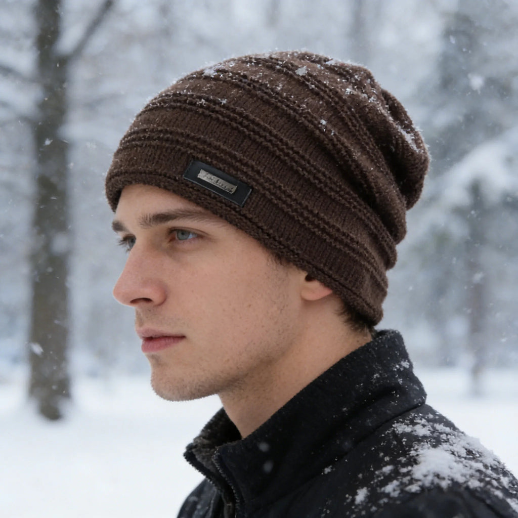 Pelsfôret Elastisk Vinterbeanie