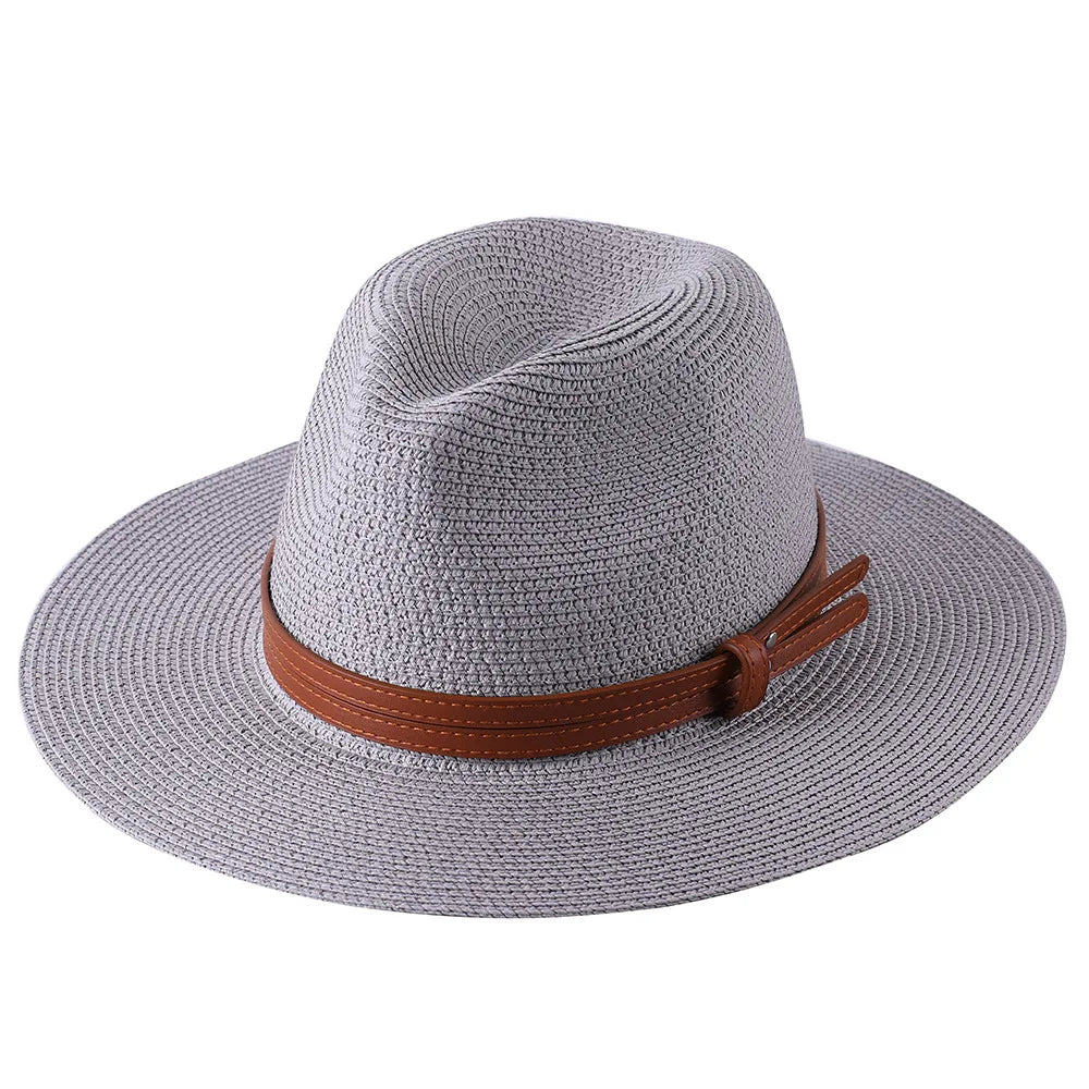 Strå Fedora Filthatt med Bred Brem