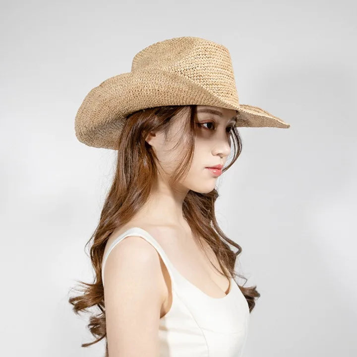 Raffia Cowboy-hatt med Bred Brem