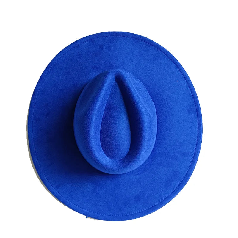 Semsket Fedora Filthatt med Bred Brem